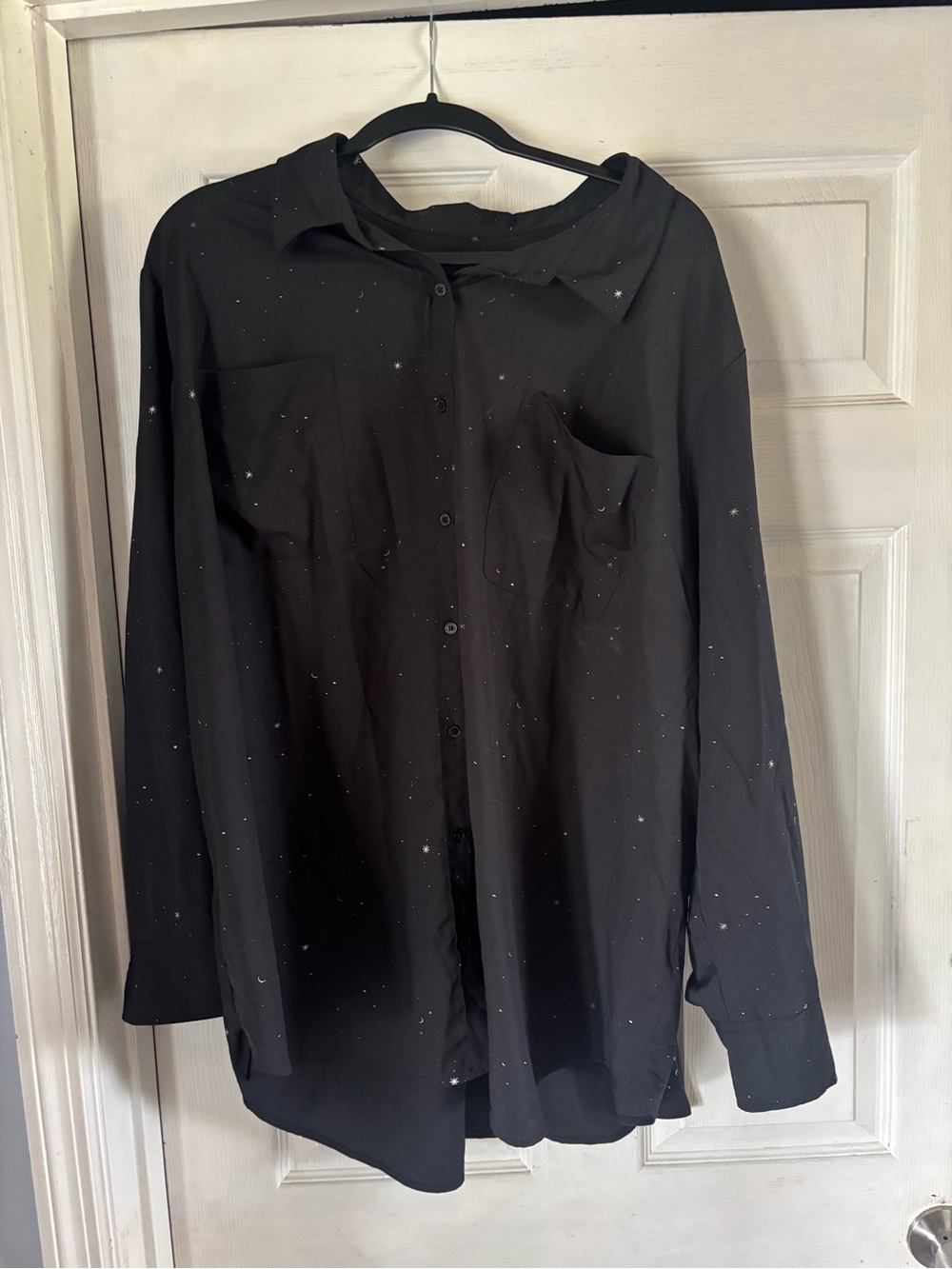 a new day Black Button-Up Stars Long Sleeve Blouse